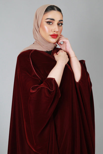 عباية مخمل عنابي